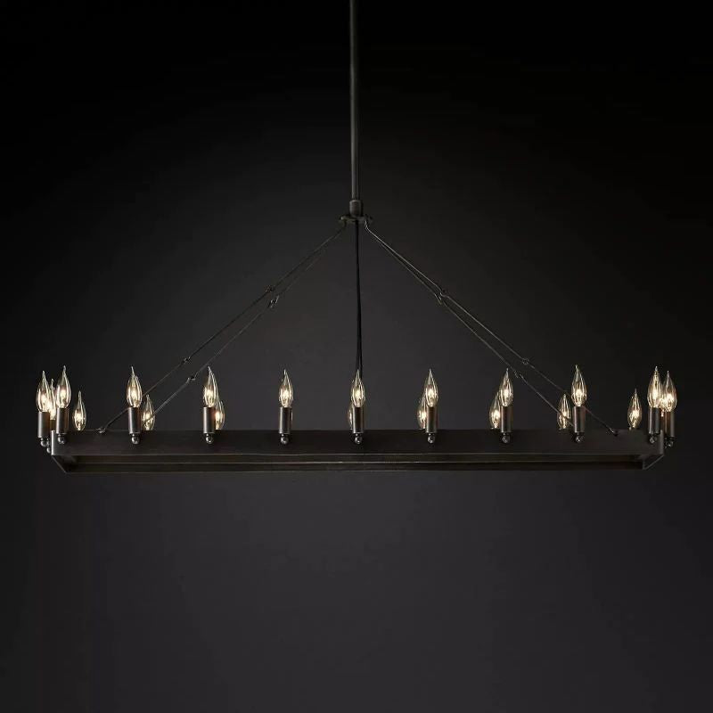 Camina Vintage Candelabra Rectangular Chandelier front view