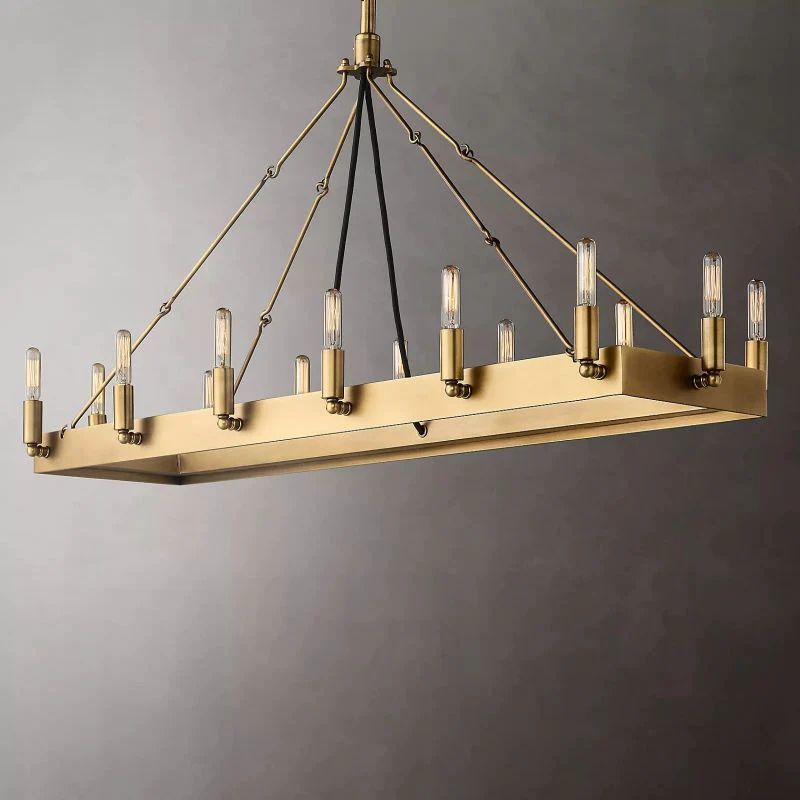 Camina Vintage Filament Rectangular Chandelier detail view