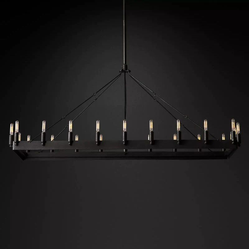 Camina Vintage Filament Rectangular Chandelier detail view