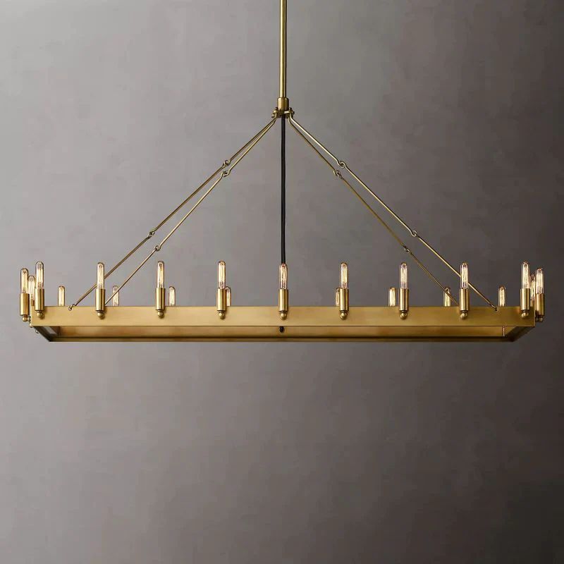 Camina Vintage Filament Rectangular Chandelier angled view