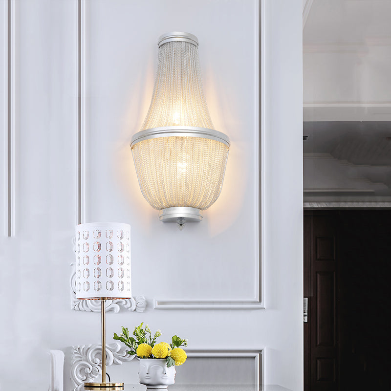 Aluminum Chain Wall Sconce for Living Room angled view