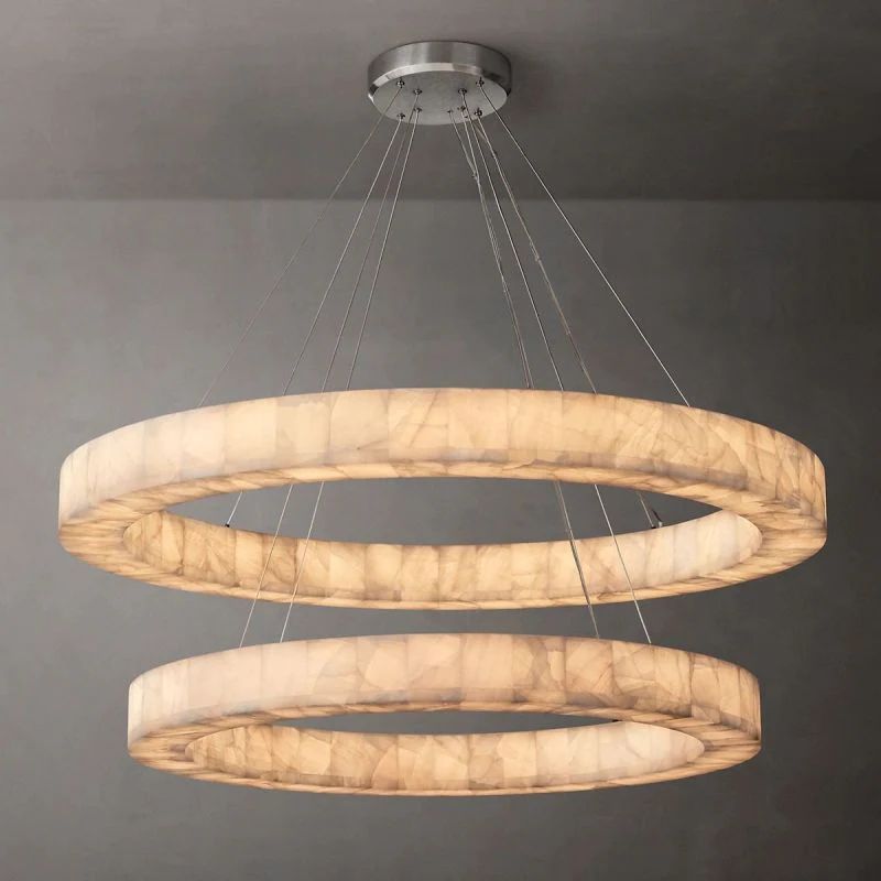 Phoebe 2-Tier Round Calcite Chandelier 60 inch main view