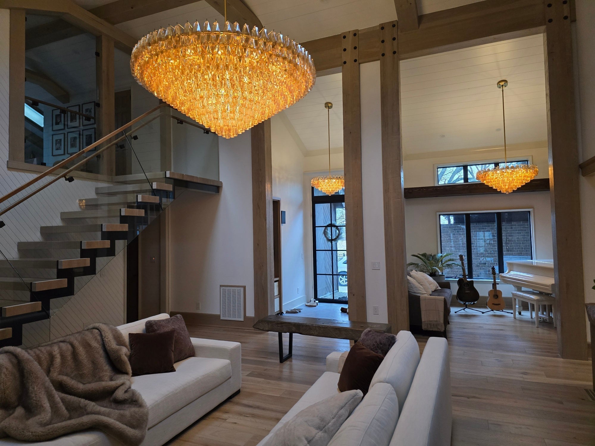 Chara Smoke Glass Tiered Round Chandelier 37" - detail 3