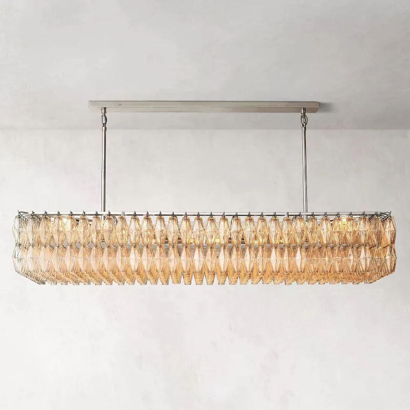 Chara Clear Glass Rectangular Chandelier 74 inch front view