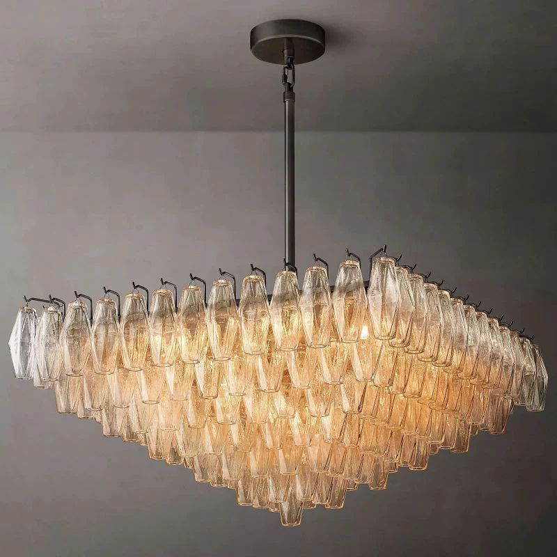 Chara Clear Glass Square Chandelier 32 inch front view