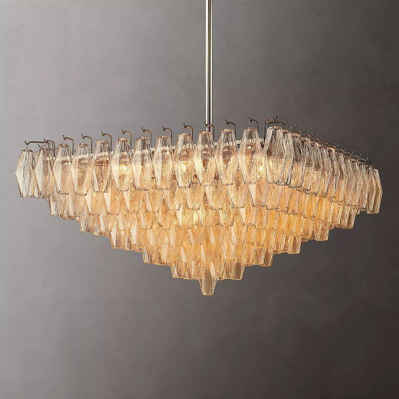 Chara Clear Glass Square Chandelier 32 inch angled view
