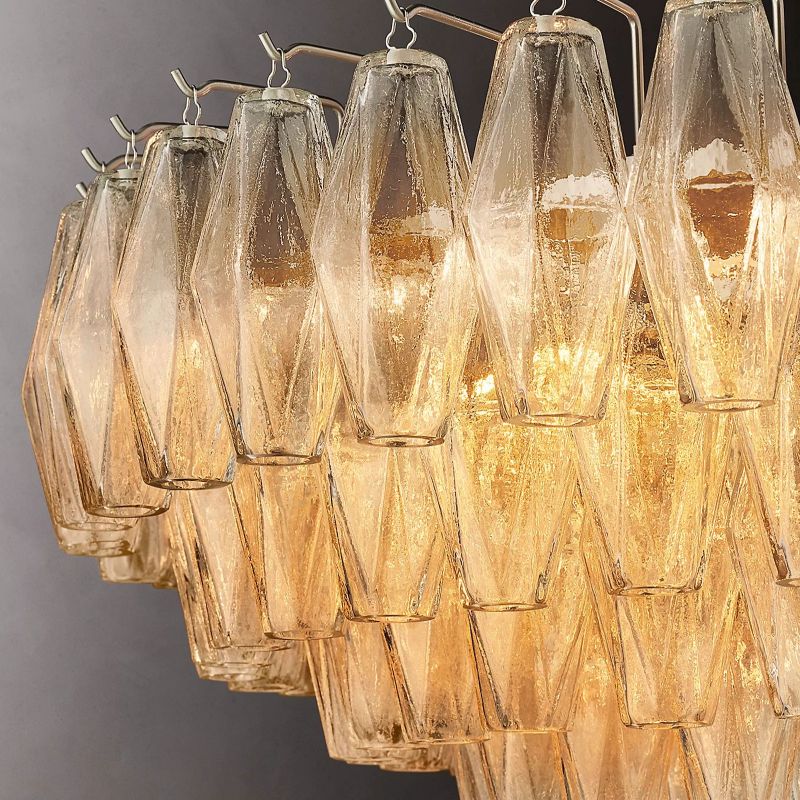 Chara Clear Glass Tiered Round Chandelier 37 inch detail view