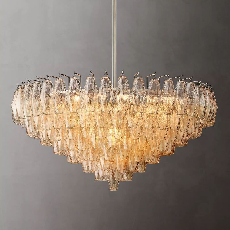 Chara Clear Glass Tiered Round Chandelier 37 inch angled view