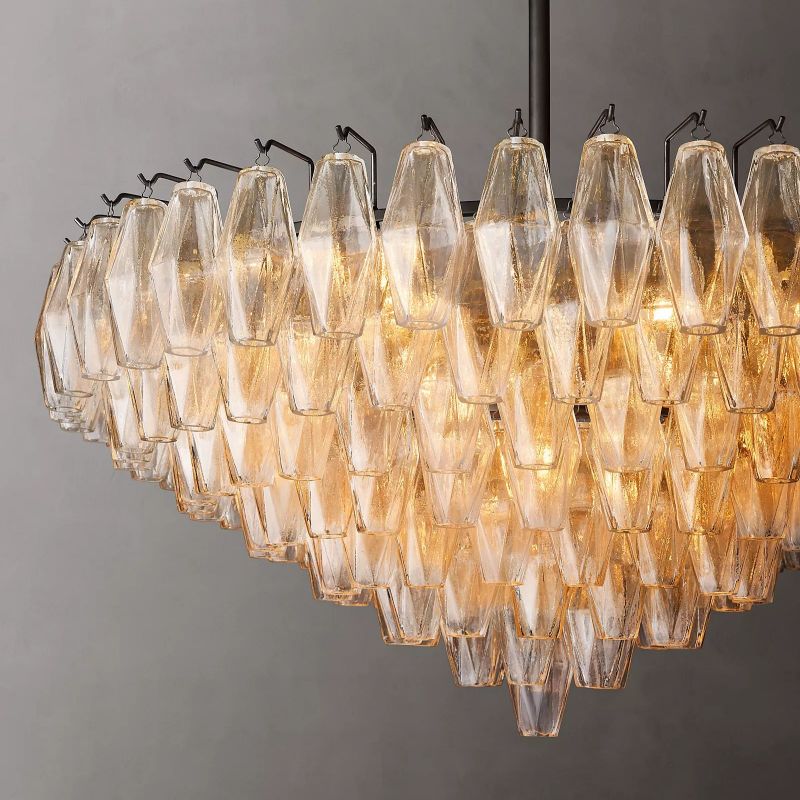 Chara Clear Glass Tiered Round Chandelier 37 inch detail view