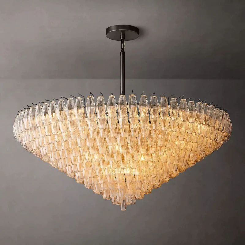 Chara Clear Glass Tiered Round Chandelier 62 inch front view