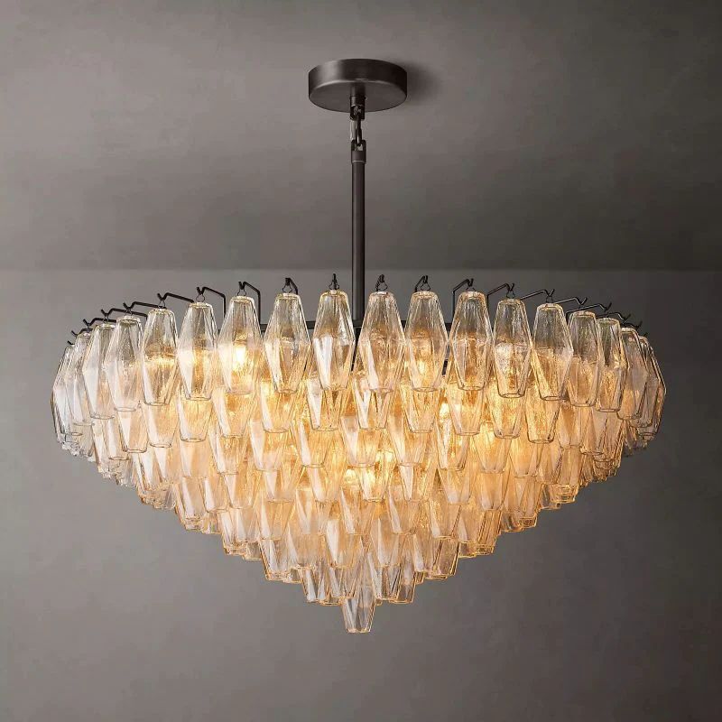Chara Clear Glass Tiered Round Chandelier 37 inch front view