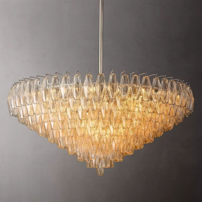 Chara Clear Glass Tiered Round Chandelier 47 inch angled view
