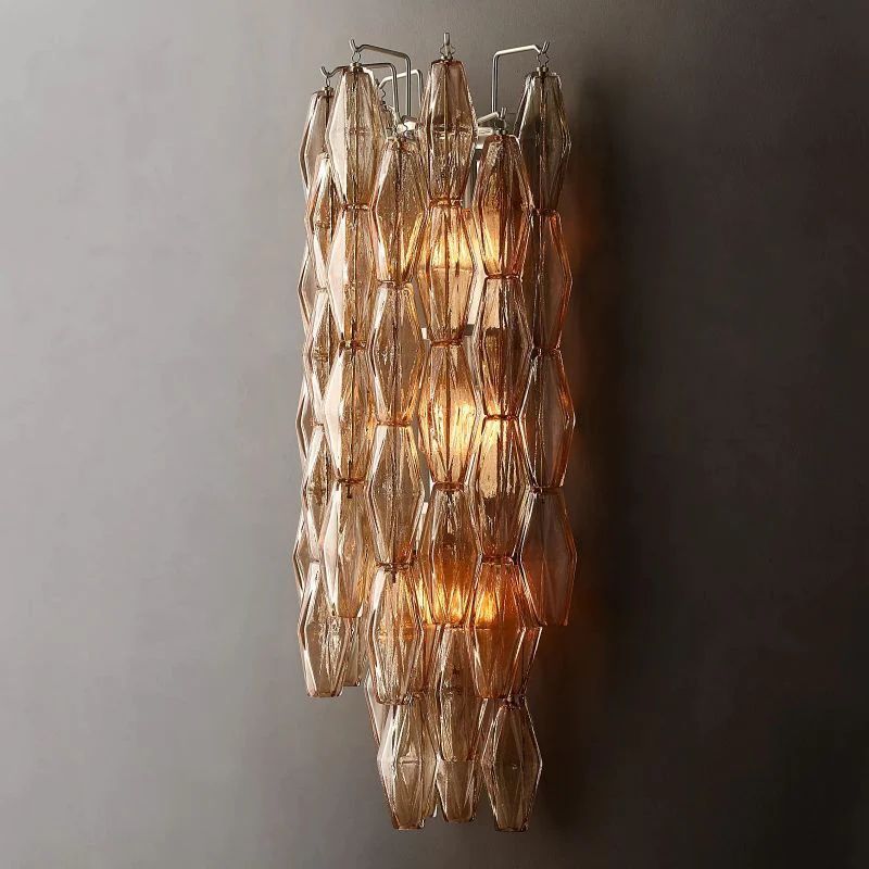 Chara Smoke Glass Grand Wall Sconce angled view