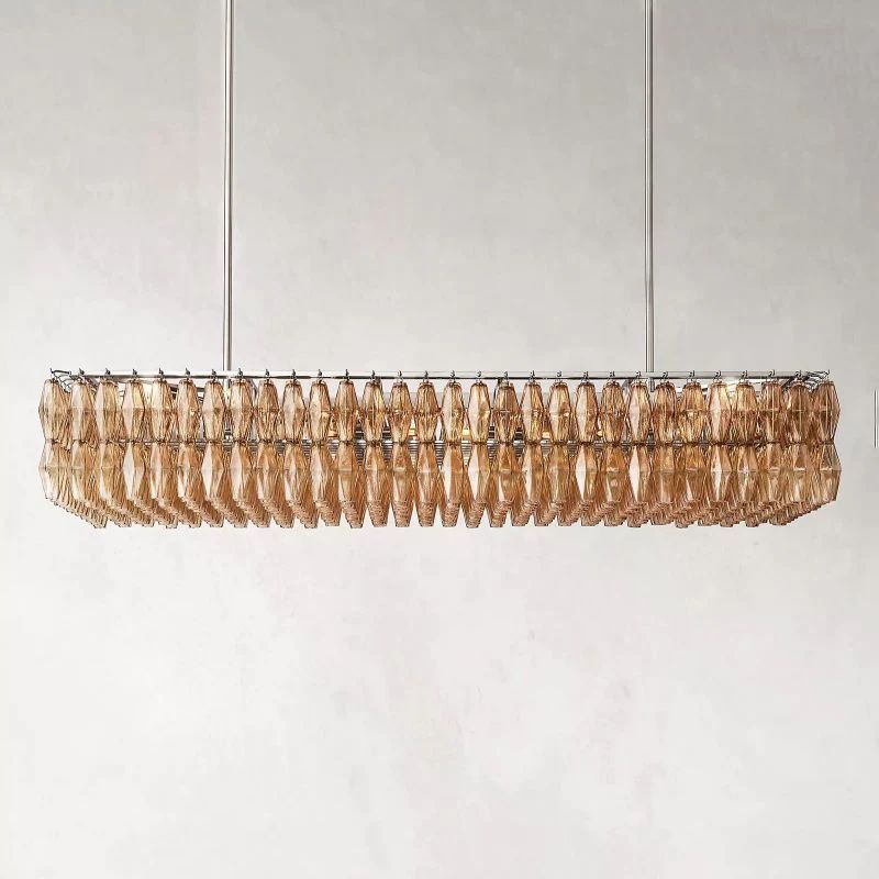 Chara Smoke Glass Rectangular Chandelier 74 inch detail view