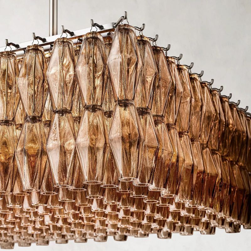 Chara Smoke Glass Rectangular Chandelier 74 inch detail view