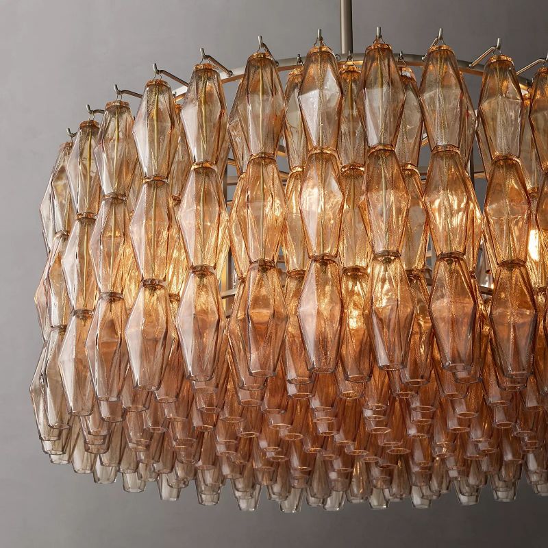Chara Smoke Glass Round Chandelier 37 inch angled view