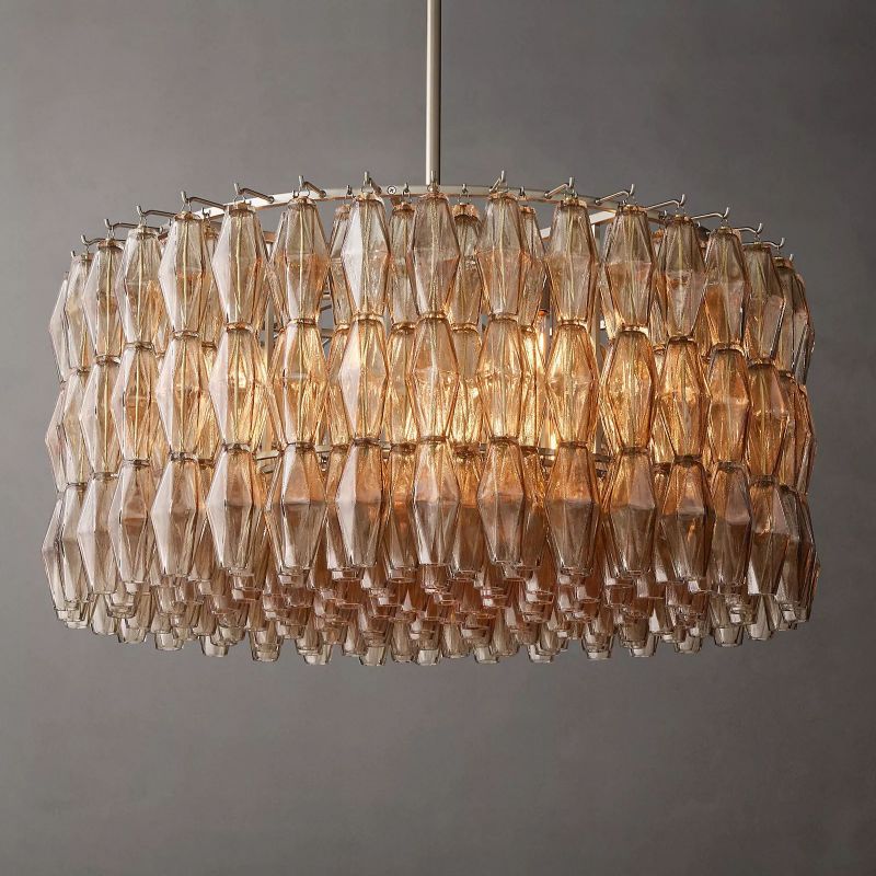 Chara Smoke Glass Round Chandelier 37 inch front view