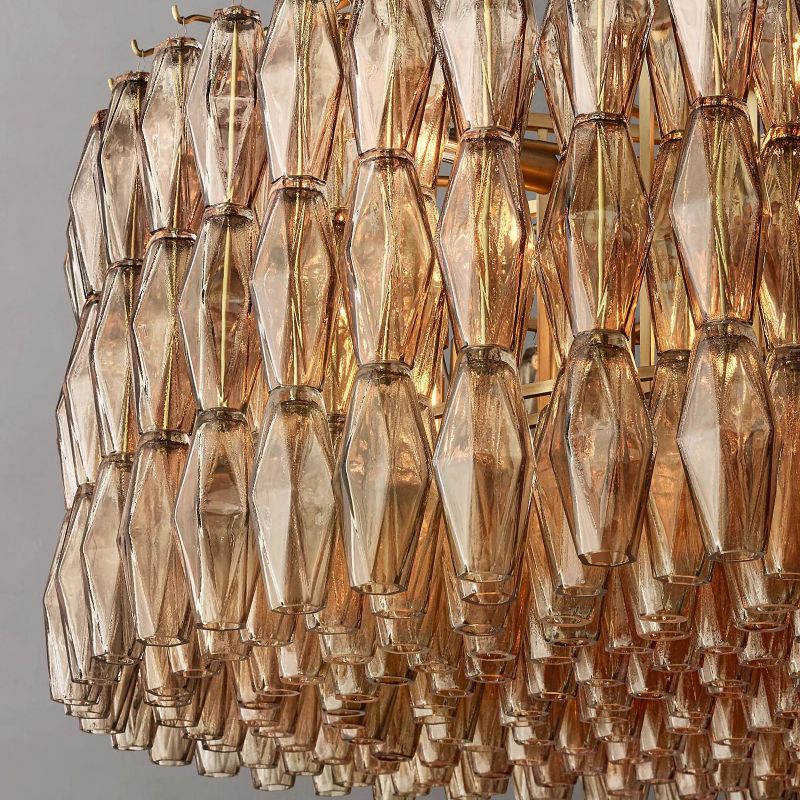 Chara Smoke Glass Round Chandelier 47 inch angled view