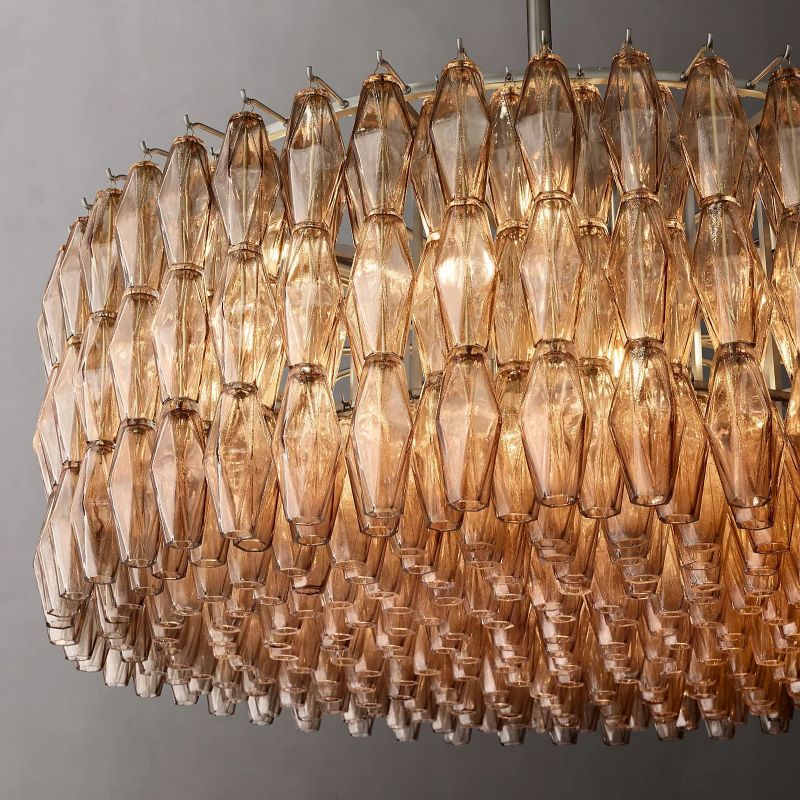 Chara Smoke Glass Round Chandelier 47 inch detail view