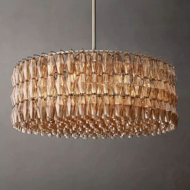 Chara Smoke Glass Round Chandelier 47 inch front view