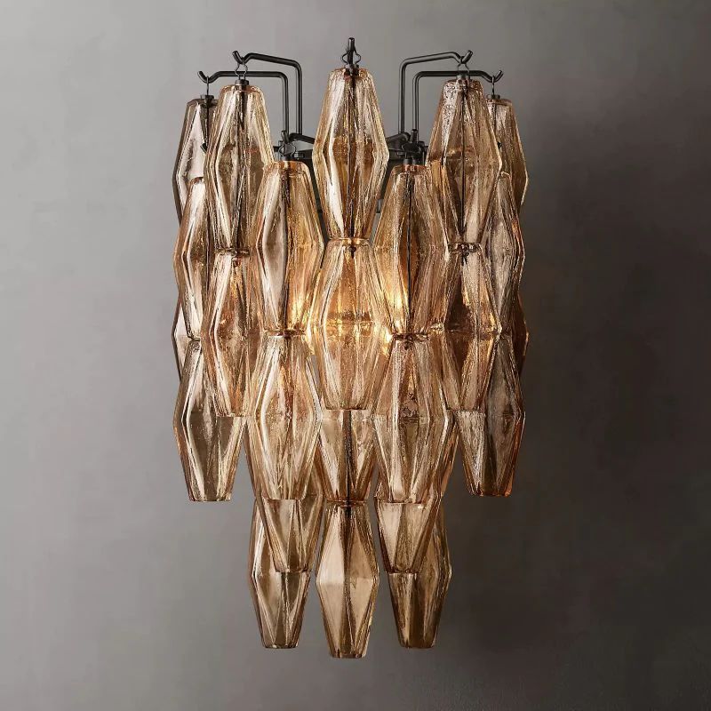 Chara Smoke Glass Short Wall Sconce front view