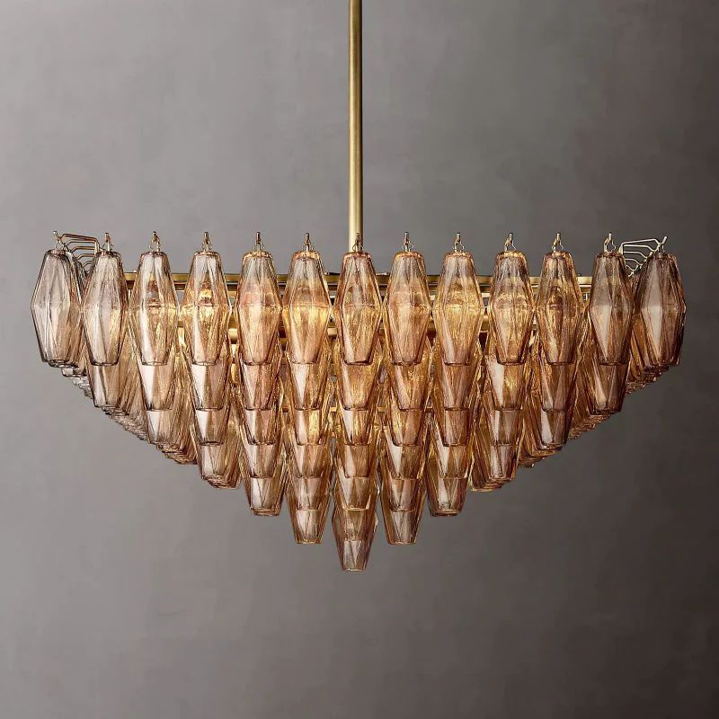 Chara Smoke Glass Square Chandelier 32 inch detail view