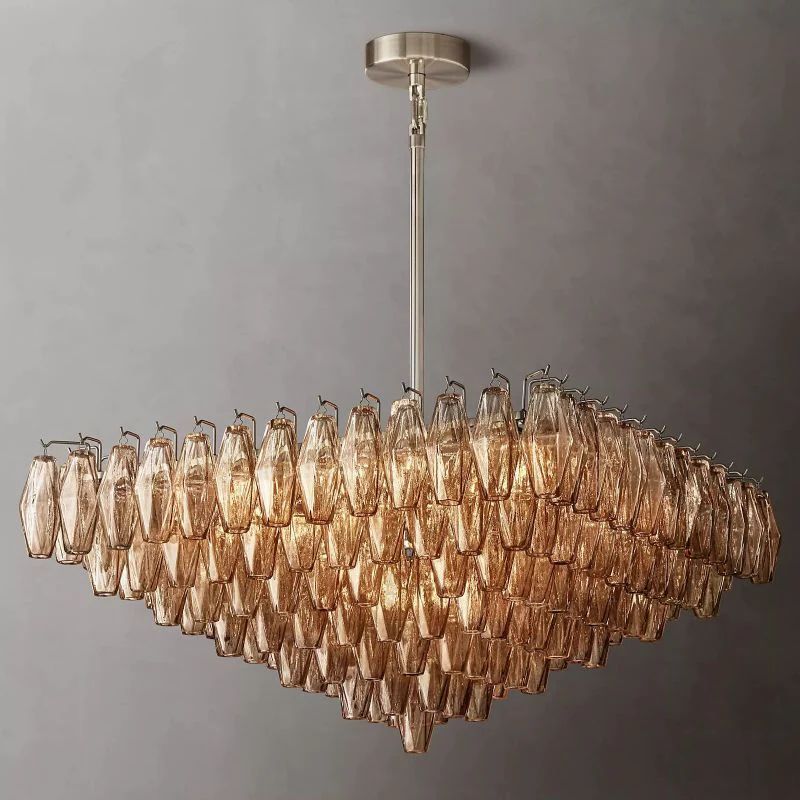 Chara Smoke Glass Square Chandelier 32 inch angled view