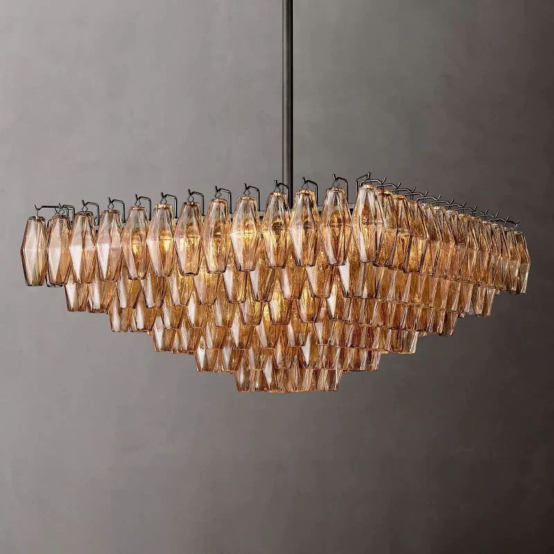 Chara Smoke Glass Square Chandelier 32 inch front view