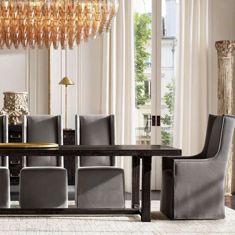 Chara Smoke Glass Tiered Rectangular Chandelier 54 inch detail view