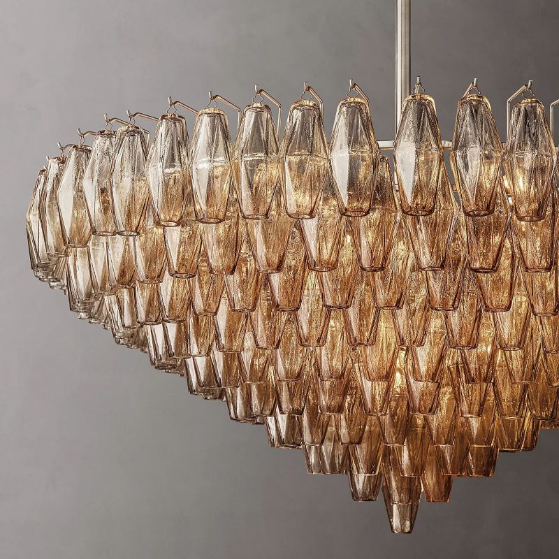 Chara Smoke Glass Tiered Round Chandelier 47 inch detail view