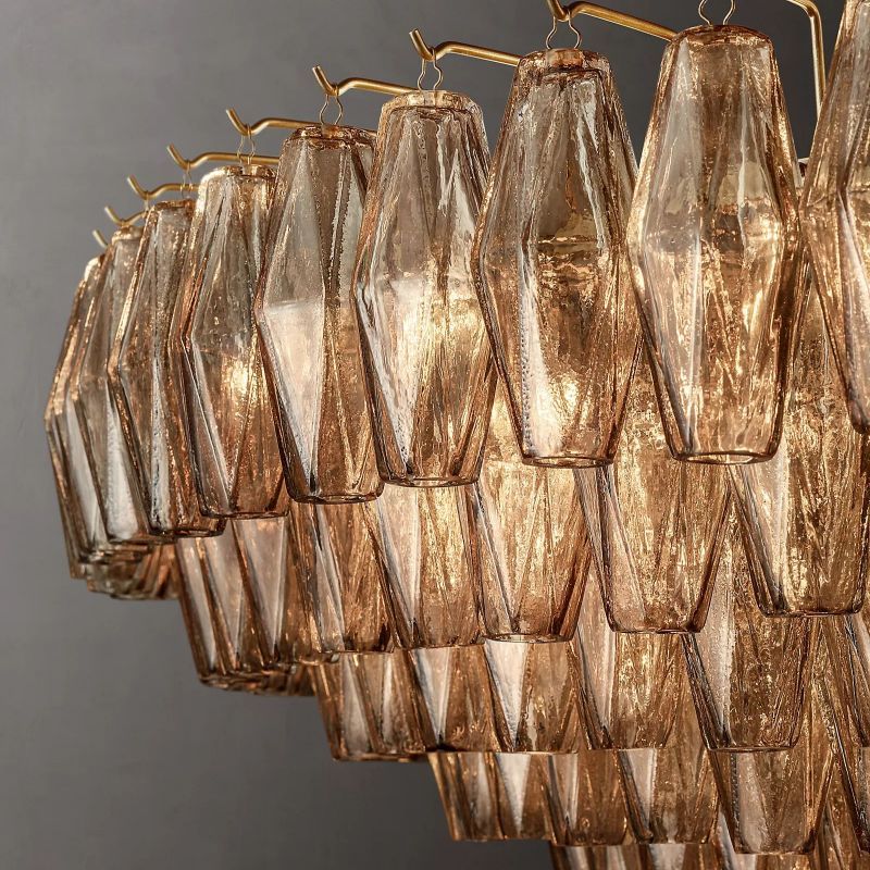 Chara Smoke Glass Tiered Round Chandelier 62 inch detail view