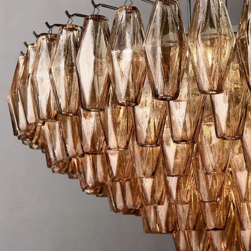 Chara Smoke Glass Tiered Round Chandelier 47 inch detail view