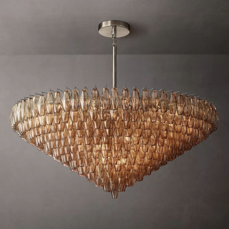 Chara Smoke Glass Tiered Round Chandelier 62 inch angled view