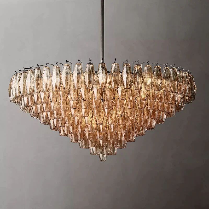 Chara Smoke Glass Tiered Round Chandelier 47 inch front view