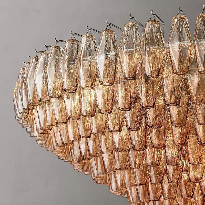 Chara Smoke Glass Tiered Round Chandelier 62 inch detail view