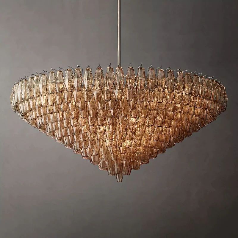 Chara Smoke Glass Tiered Round Chandelier 62 inch detail view
