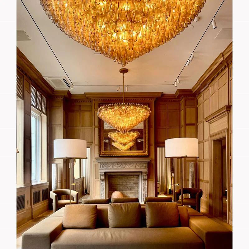 Chara Smoke Glass Tiered Round Chandelier 47 inch detail view