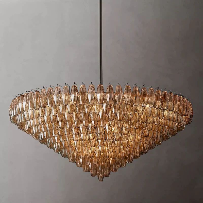 Chara Smoke Glass Tiered Round Chandelier 62 inch front view