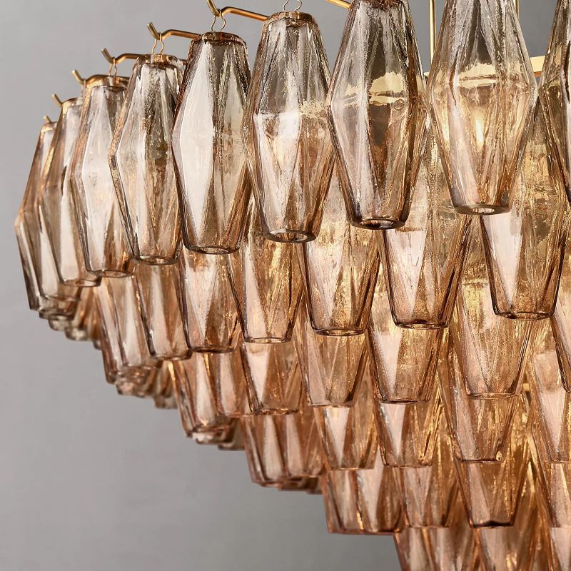 Chara Smoke Glass Tiered Round Chandelier 47 inch detail view