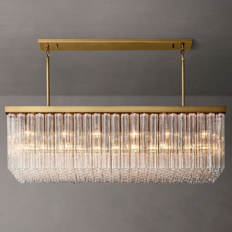 Cielle Rectangular Chandelier 73" in glass and steel