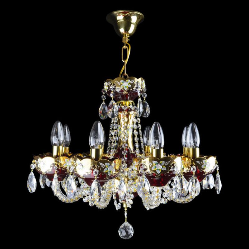 Classical Rosso 8-Light Crystal Glass Chandelier