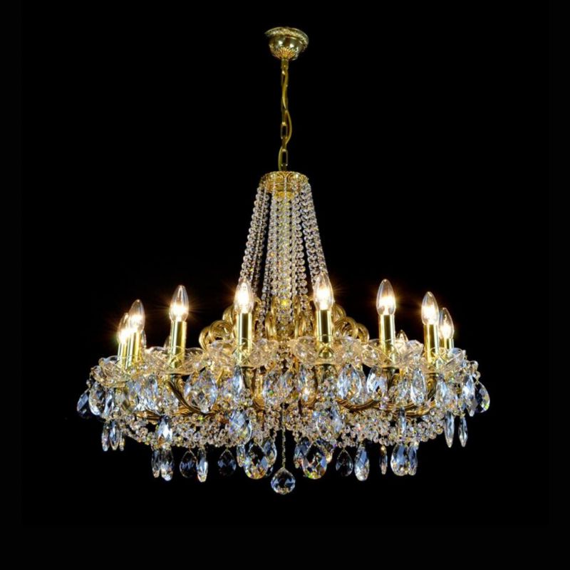 Classical Taurus 16-Light Brass Crystal Glass Chandelier