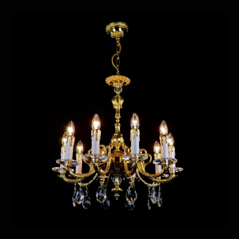 Classical Vera 10-Light Brass Crystal Chandelier