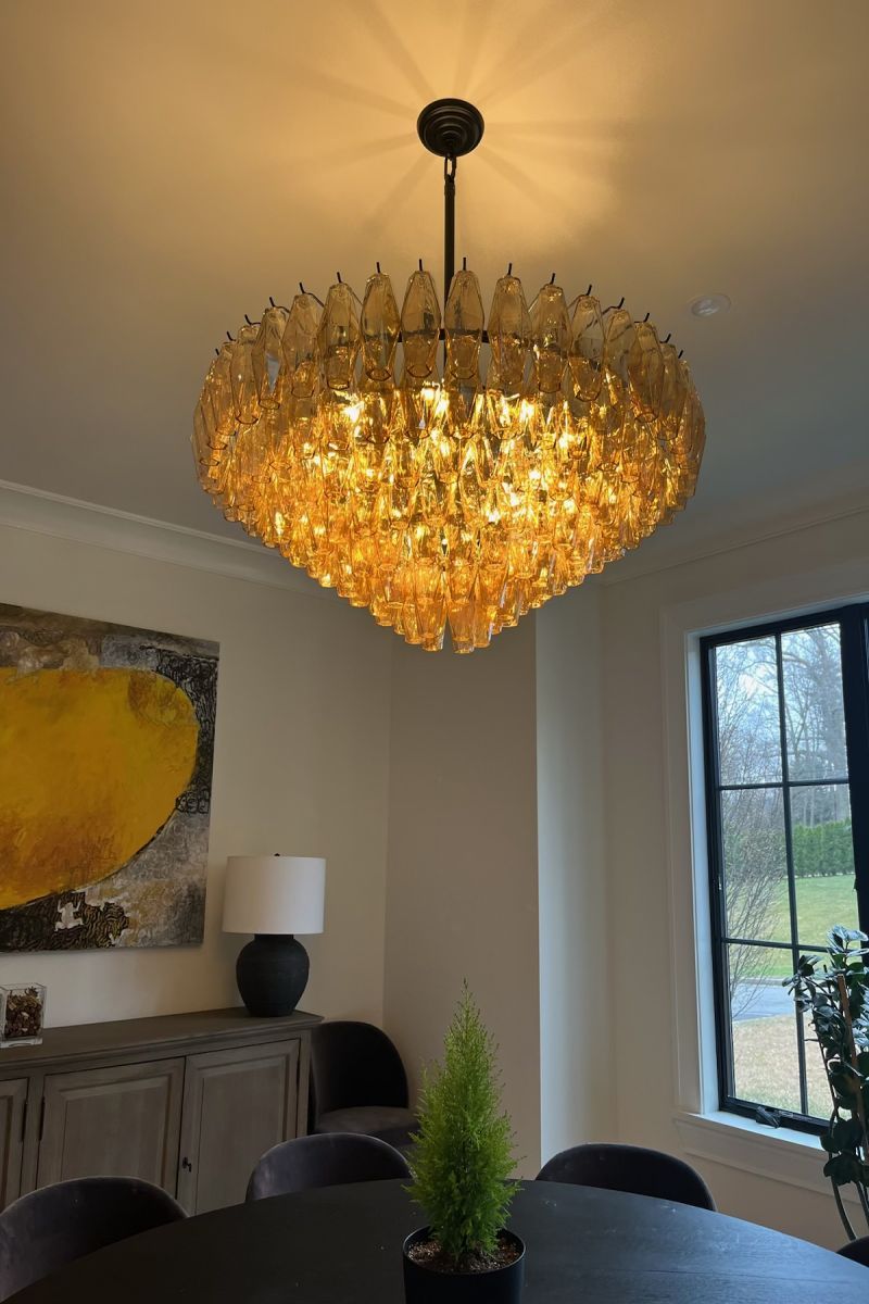 Chara Smoke Glass Tiered Round Chandelier 37" - detail 2