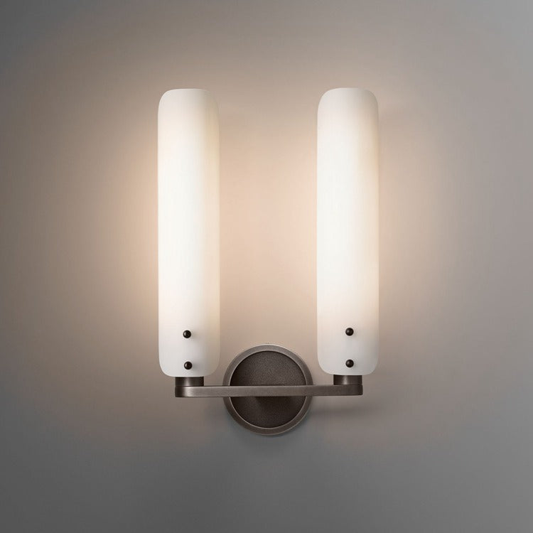 Alen Double White Glass Wall Sconce, Wall Lamps for Bedroom detail view