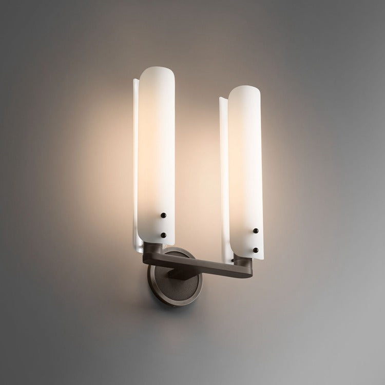 Alen Double White Glass Wall Sconce, Wall Lamps for Bedroom front view