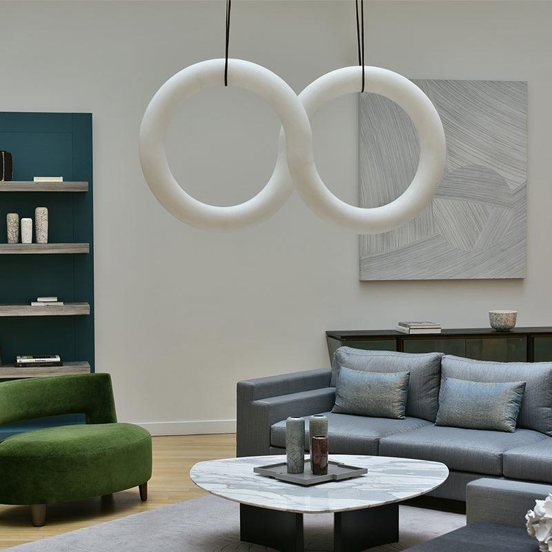 Designer Inspired Alabaster Chandelier Light For Living Room - detail 3