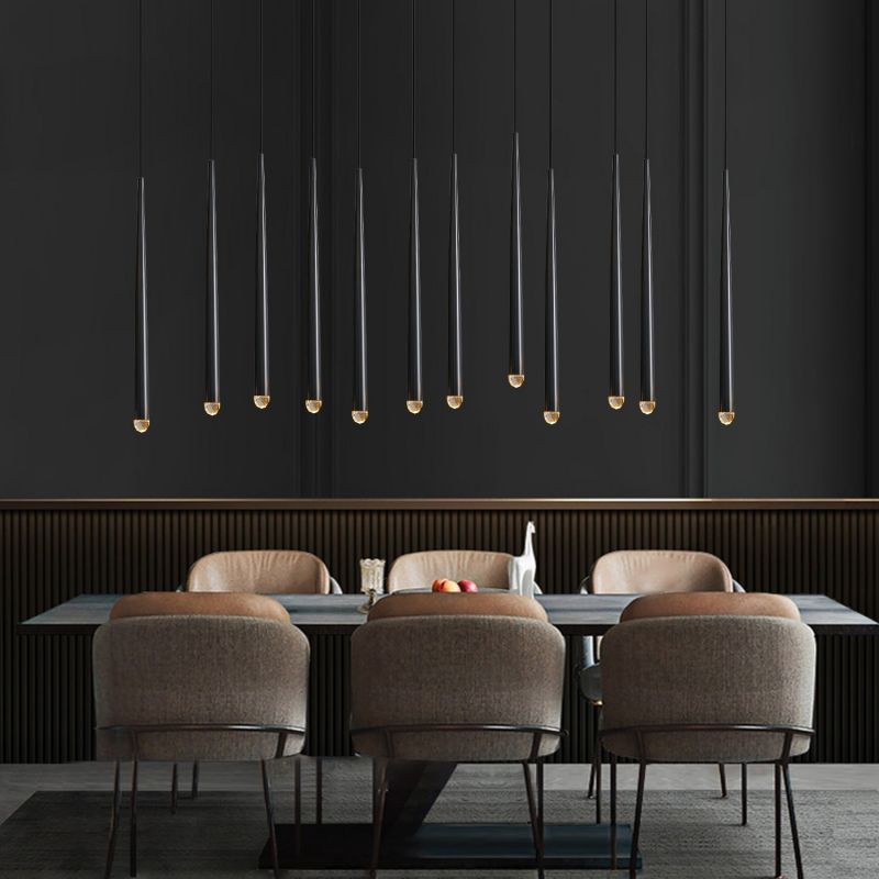 Felicia Tubular Linear Chandelier 72" in glass and brass