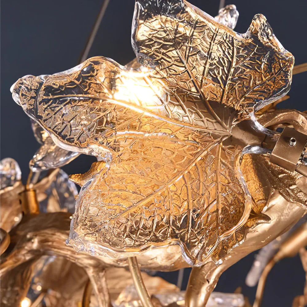 Folio Branch Brass Glass Chandelier - detail 9