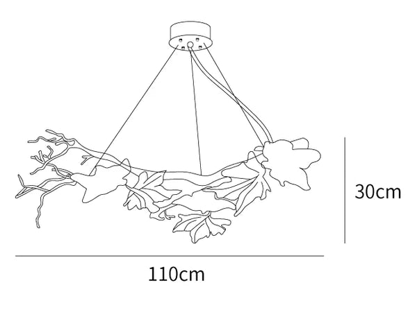 Folio Branch Brass Glass Chandelier - detail 10